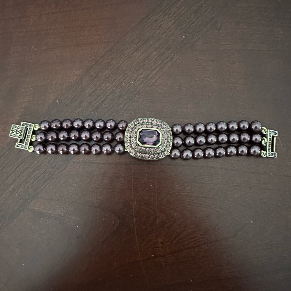 HEIDI DAUS "Tailored to Please" Crystal Amethyst Cushion Pendant Bracelet - Picture 4 of 11